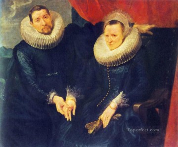 バロック Painting - 夫婦の肖像 バロック宮廷画家アンソニー・ヴァン・ダイク